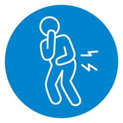 Human with cramps and pains